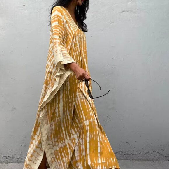 Bohemian Striped Print Women Beach Dress Bathing Suit Cover (NWOT)  (ON SALE) - Picture 3 of 5